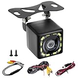720P Rückfahrkamera Set 12V, IP68 Wasserdicht Auto Rückfahrkameras 170° Weitwinkel, Klare Nachtsicht Backup Kamera mit 12 LED für Wohnmobil Trucks Bus Pickup Trailer, 6m Kab