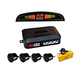 Aiuphing einparkhilfe hinten nachrüsten, 4 Universal parksensoren hinten nachrüsten mit LED Farb Display,Rückwärtsgang Audio Buzzer Alarm Kit, 2,5 Meter Sensorkabel für auto, SUV usw (Schwarz)