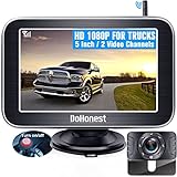 Kabellos Rückfahrkamera Auto 5' Split Screen Monitor Funk Backup Kamera Set Digital Stabile Signal Nachtsicht IP69 Wasserdichter Reversing Camera LKW Wohnmobil Anhänger Van KfZ DoHonest V25